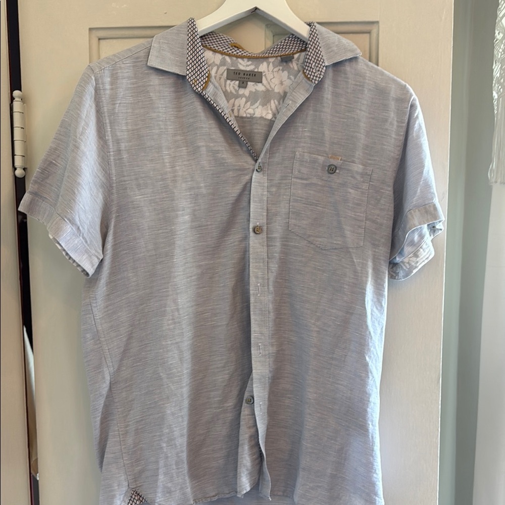 Ted Baker London Blue Casual Button Down Shirt Short Sleeve